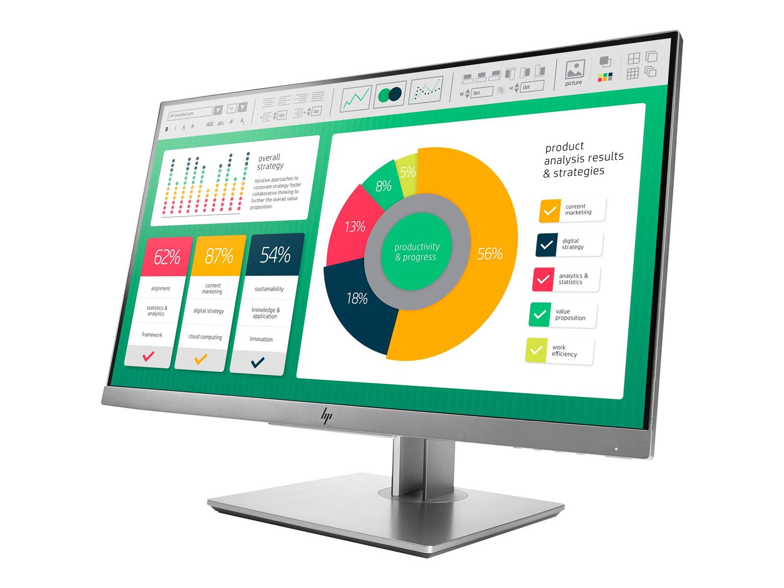HP EliteDisplay E223 Monitor | 21.5" | FHD | silber